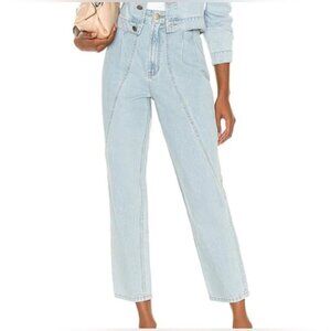 NWT IORANE Brazil Made 🇧🇷 Straight Crop Blue Trouser‎ 100% COTTON E739 Sz 38/S